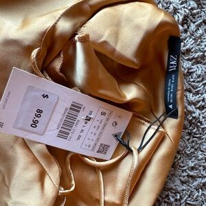 Zara long gold satin dress